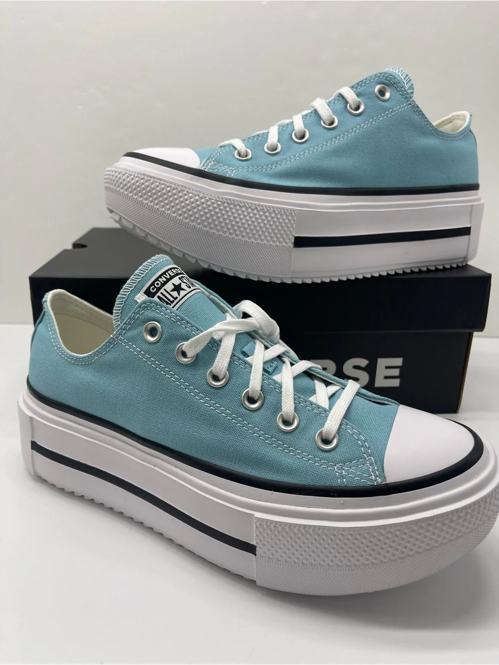 Converse WMNS CTAS LIFT DOUBLE STACK OX DEJA BLUE/BLACK/WHITE Platform Sneakers